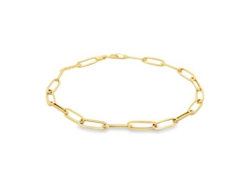 18K Yellow Gold Paperclip Chain Bracelet – 7.5 Inch